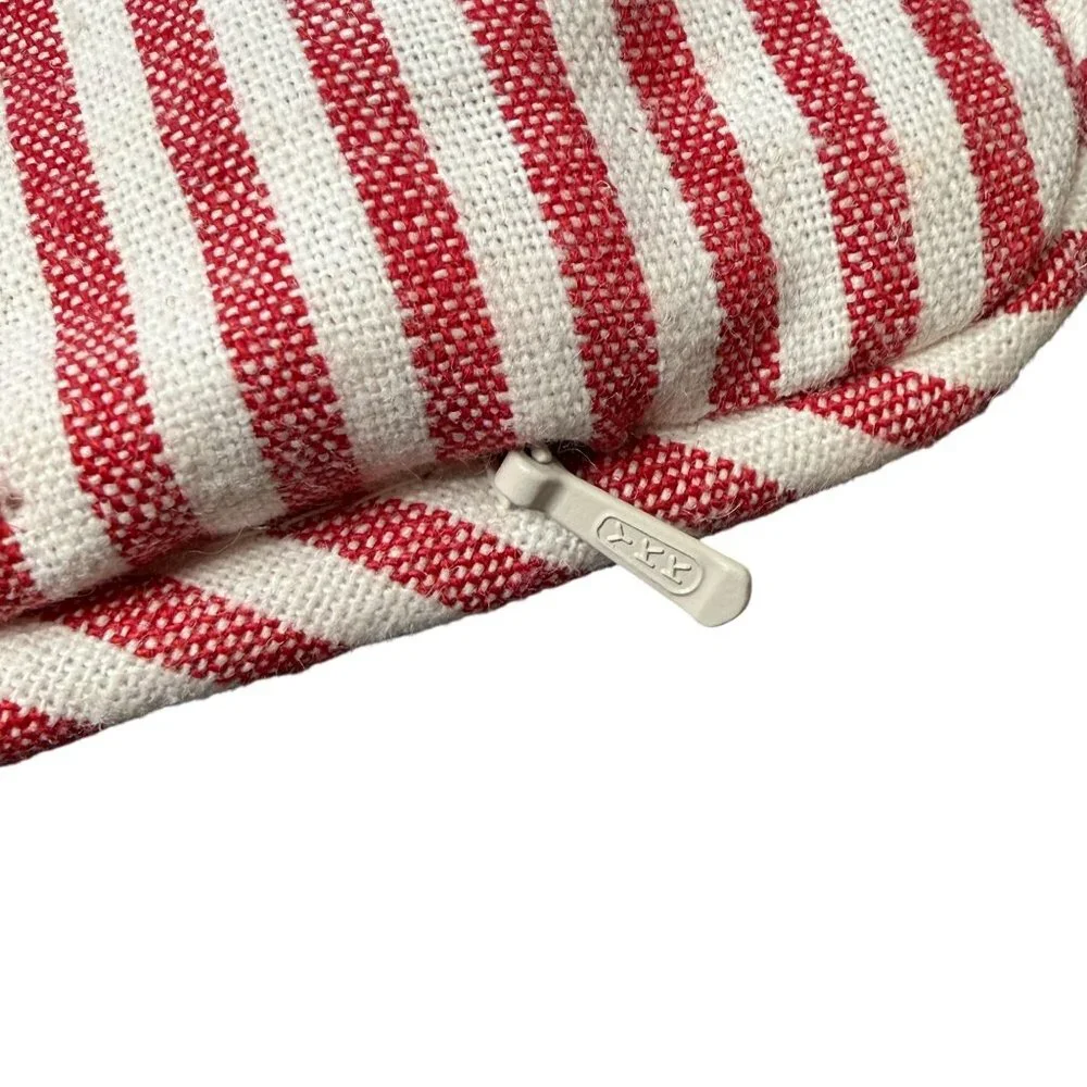 Pottery Barn red white stripe throw pillow covers linen blend 20x20 cottage core